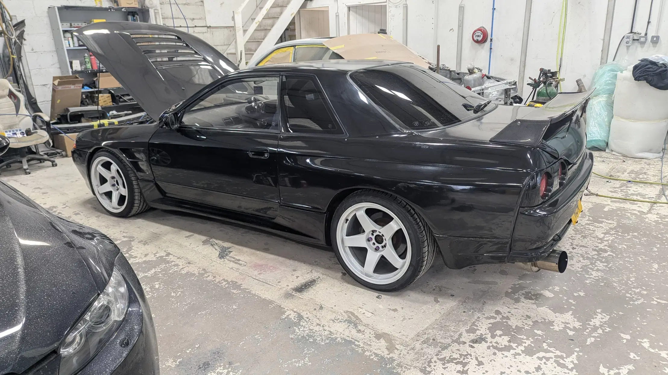 Nissan Skyline R32 in the dark finish before its full respray