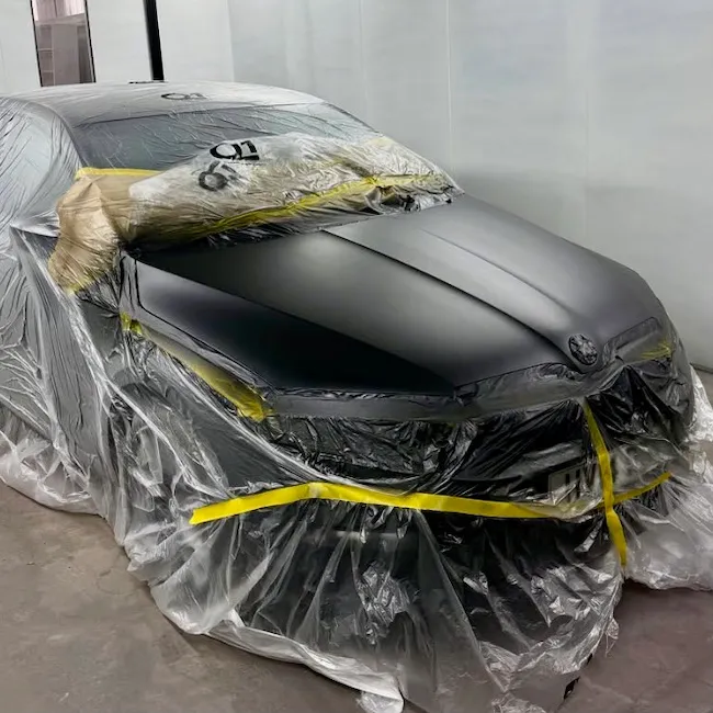 Skoda bonnet in the workshop during refinishing